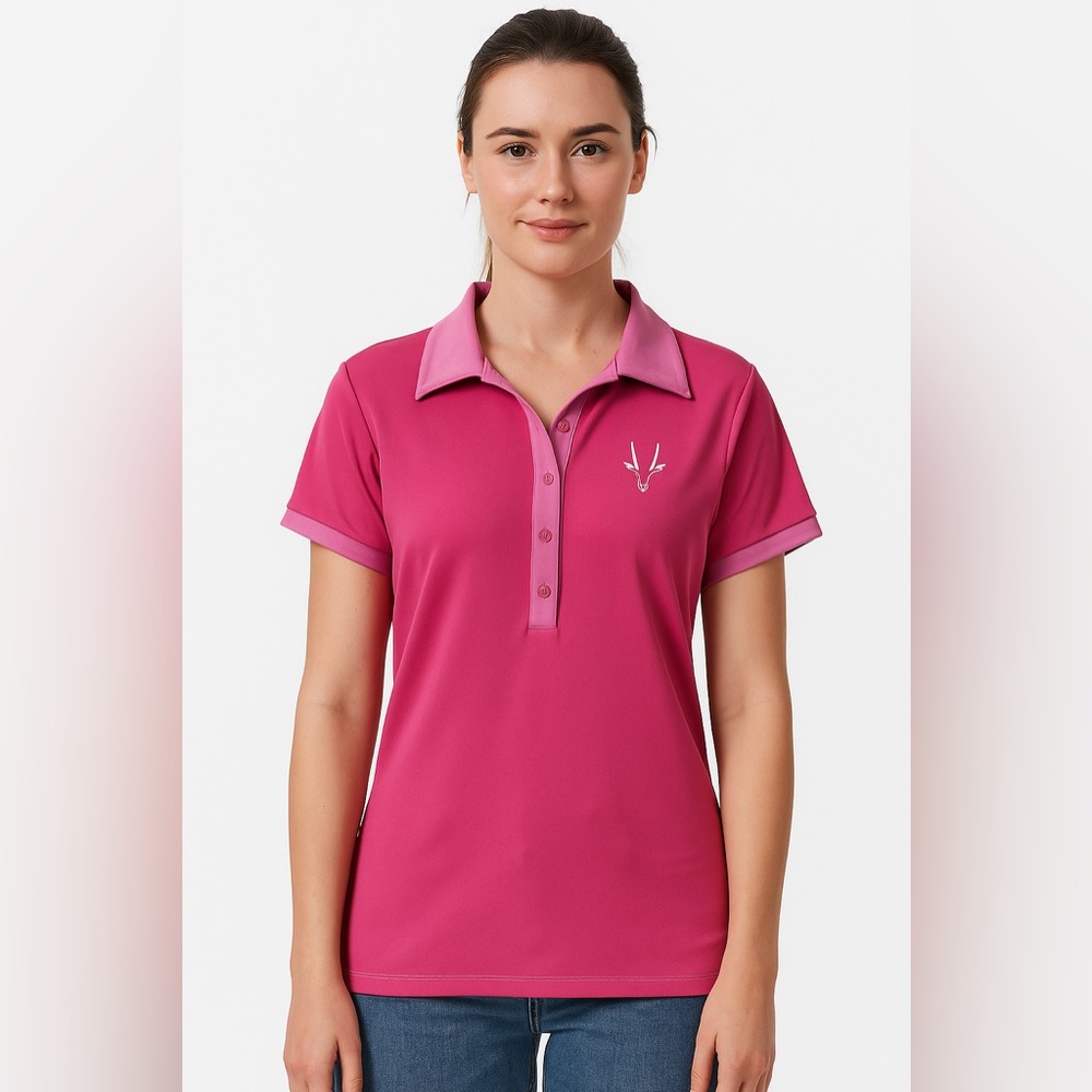 ROAMING DHABI Pink Magenta Polo Shirt Womens Medium Summer Casual Comfy Sporty